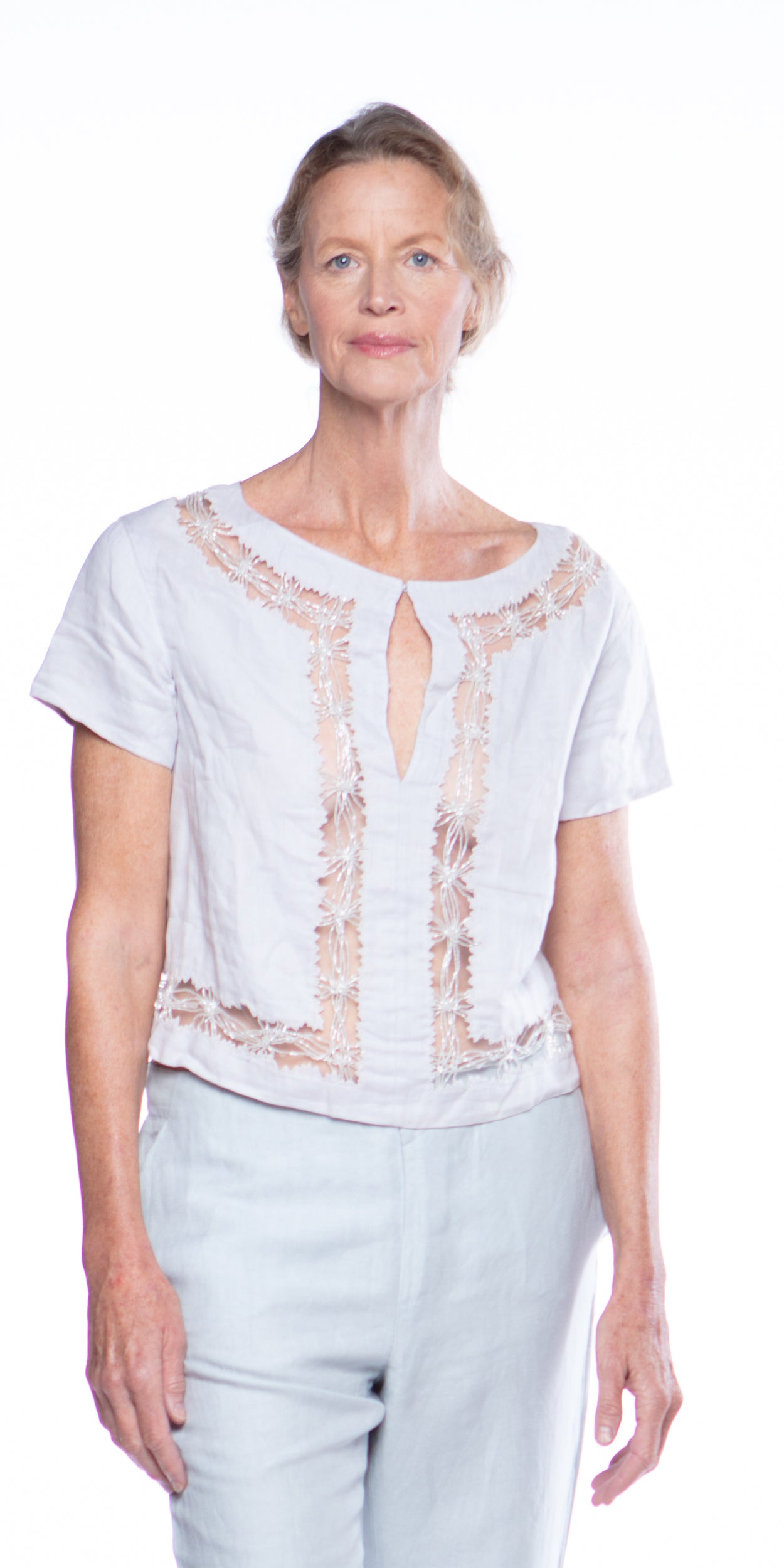 Valentino beaded linen top