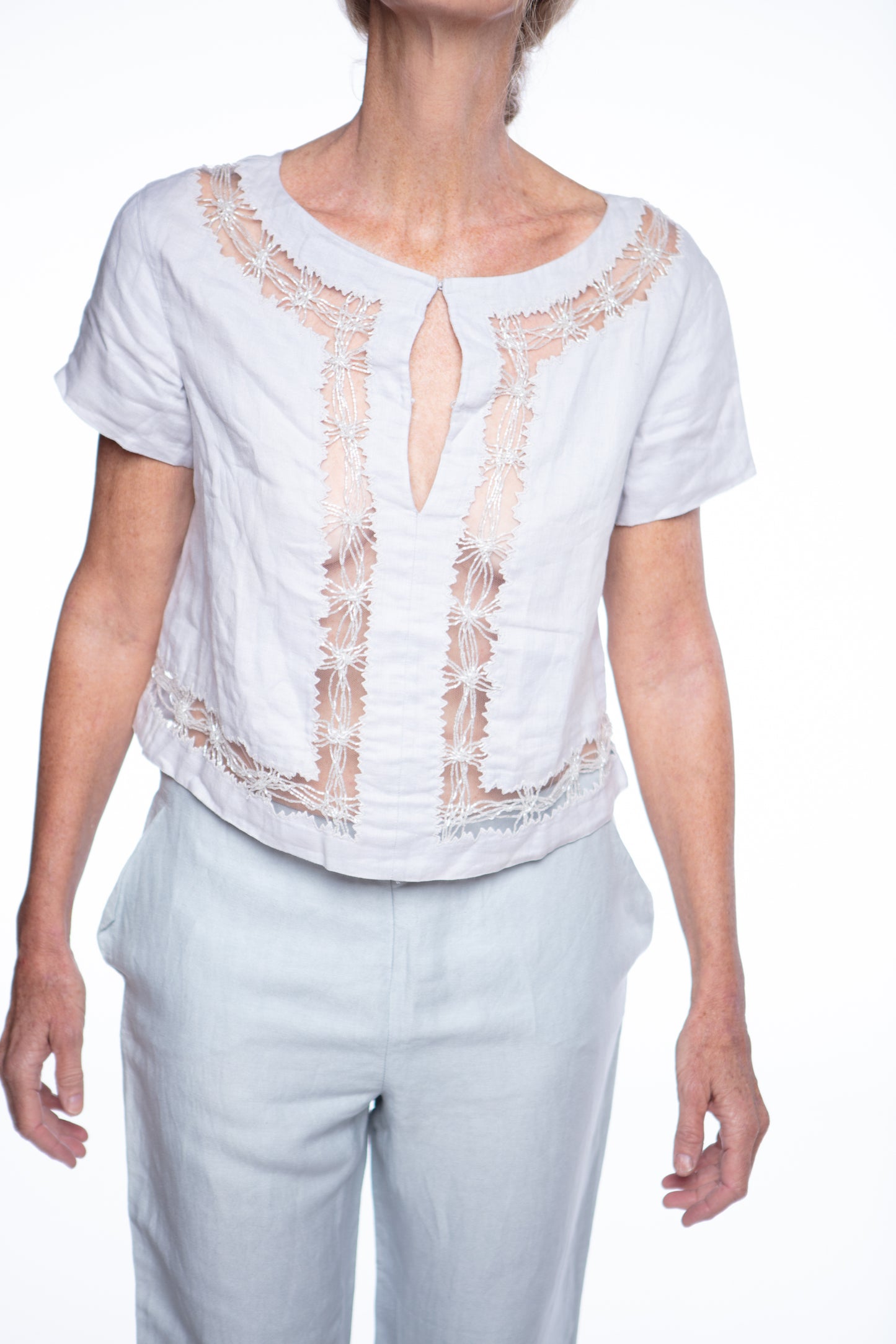 Valentino beaded linen top