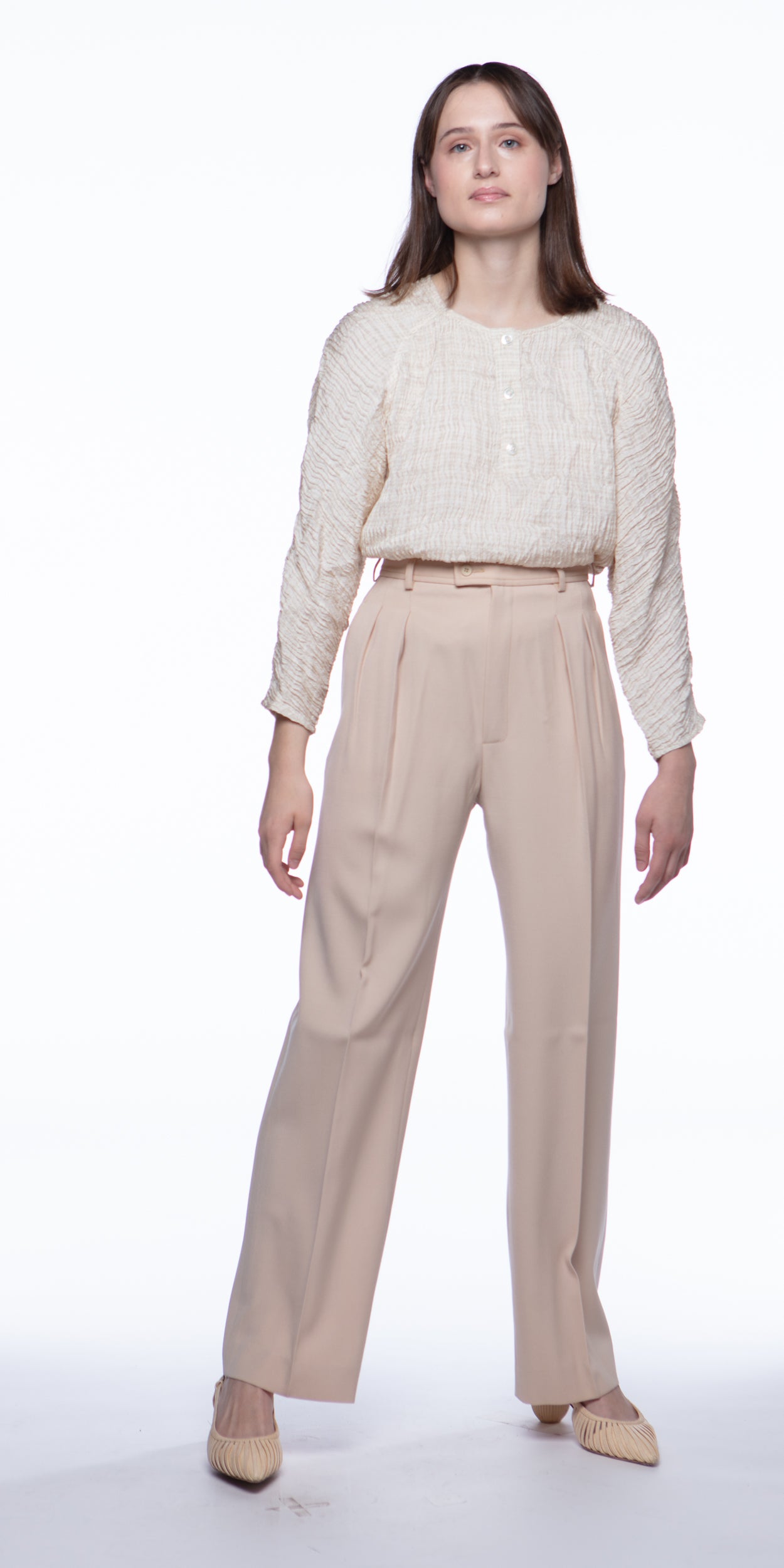 Yves Saint Laurent blush gabardine wool trouser pants