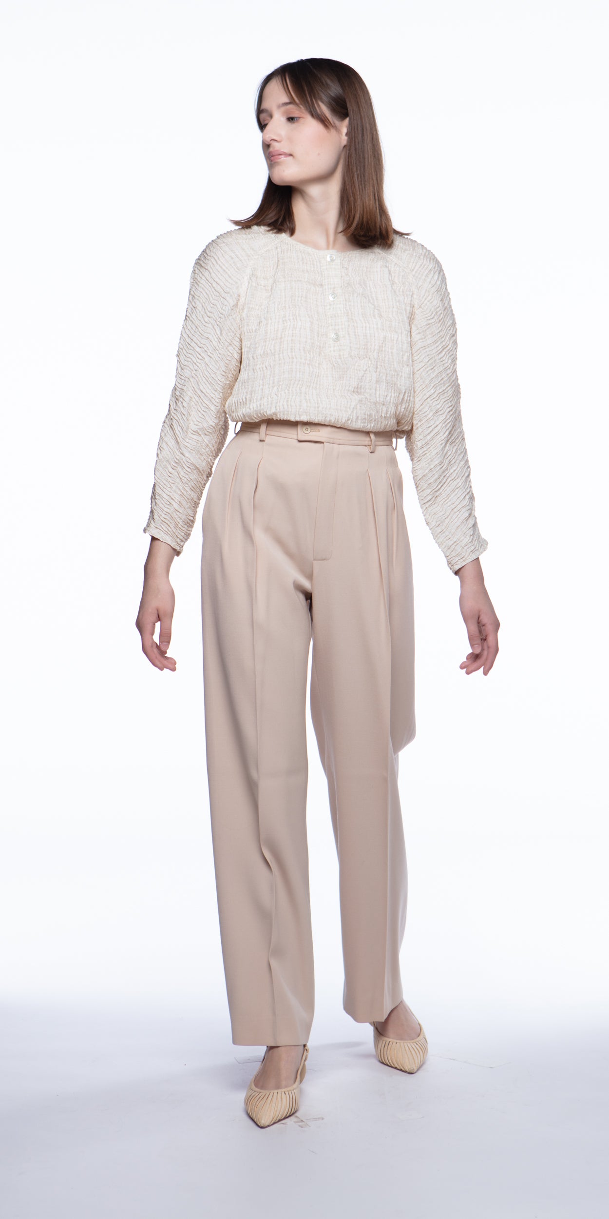 Yves Saint Laurent blush gabardine wool trouser pants