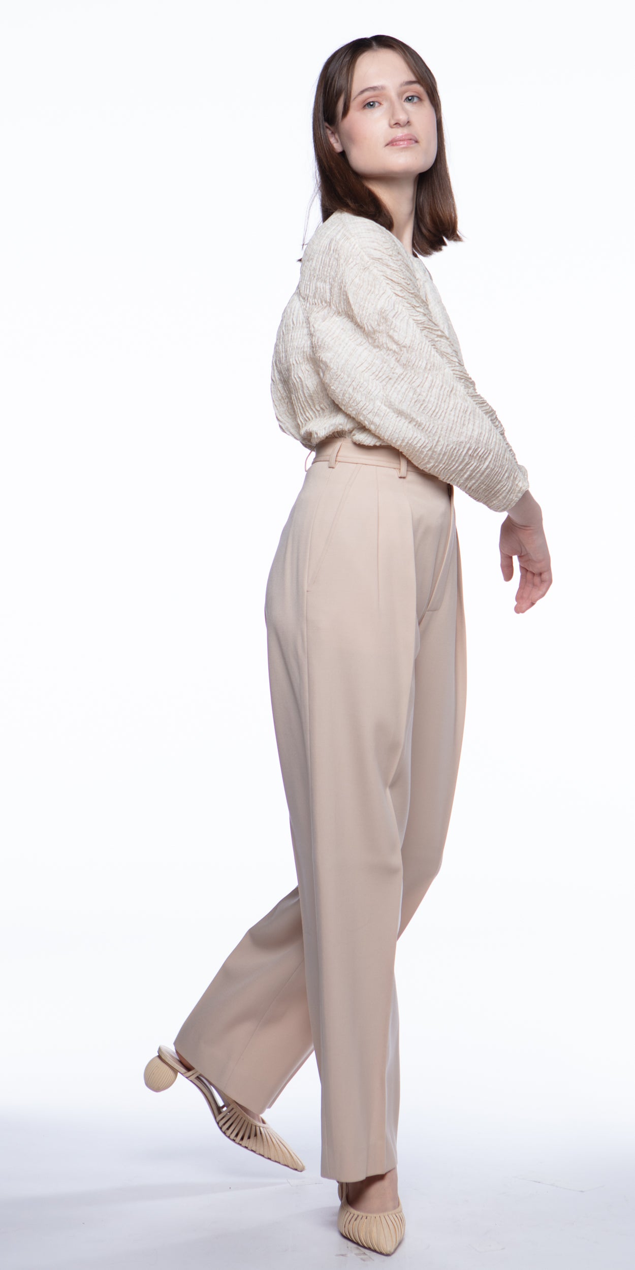 Yves Saint Laurent blush gabardine wool trouser pants