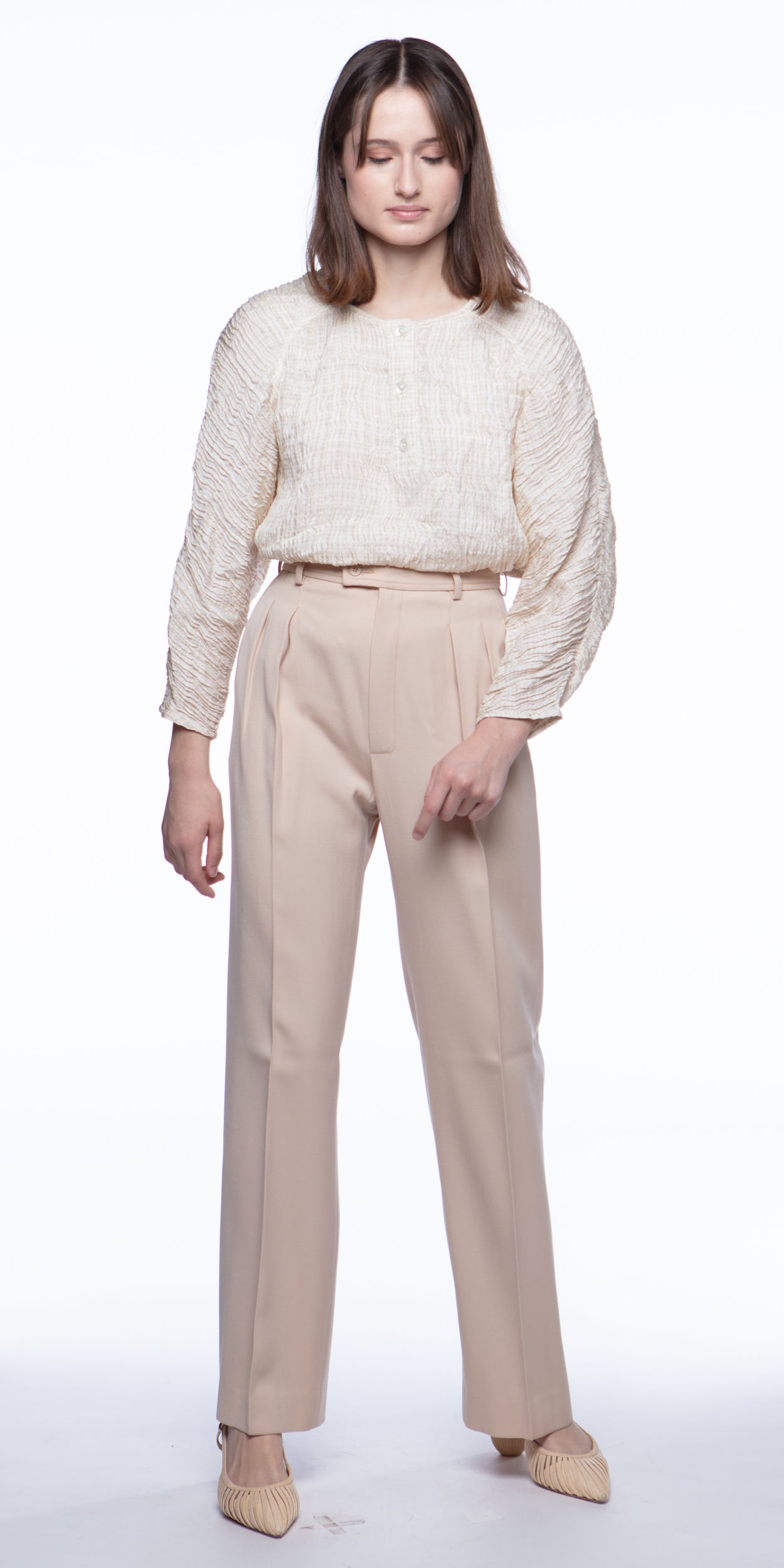 Yves Saint Laurent blush gabardine wool trouser pants