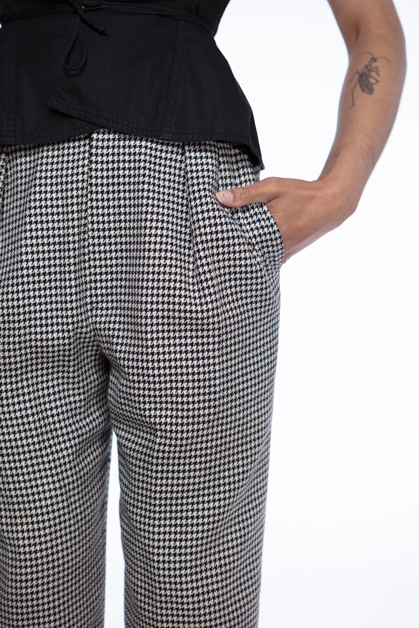 Yves Saint Laurent houndstooth pleated trousers