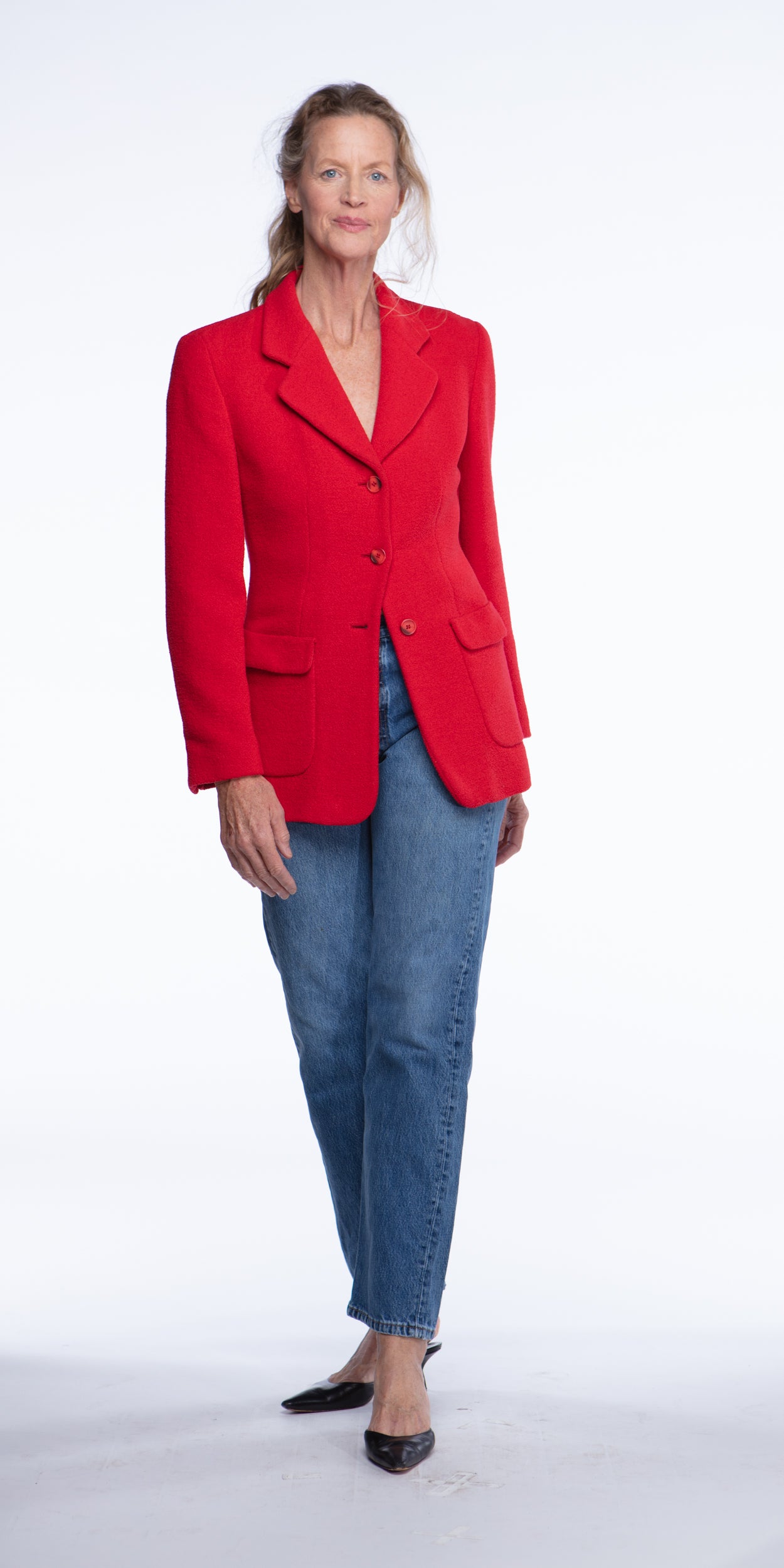 Giorgio Armani tomato bouclé blazer