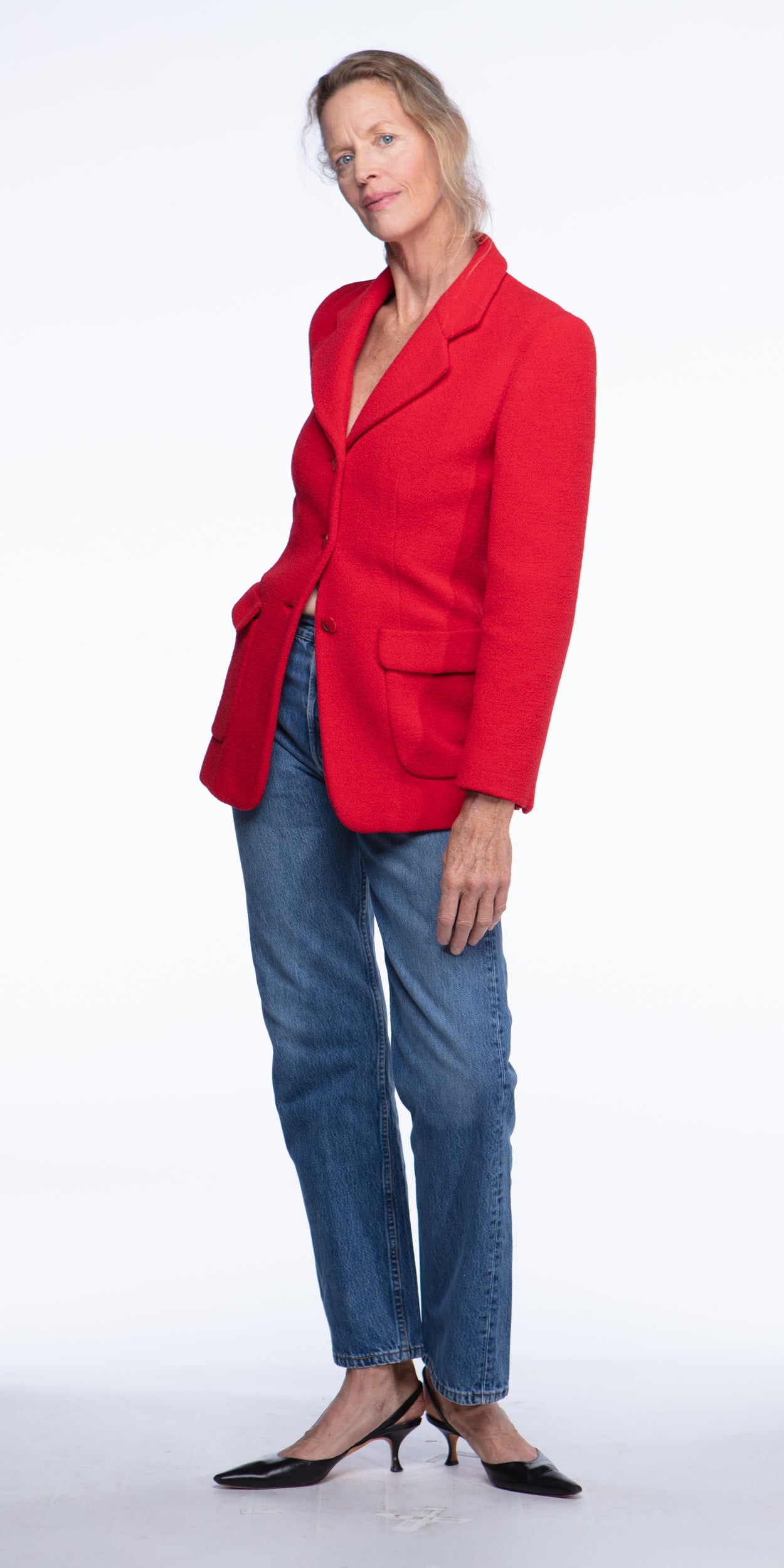 Giorgio Armani tomato bouclé blazer