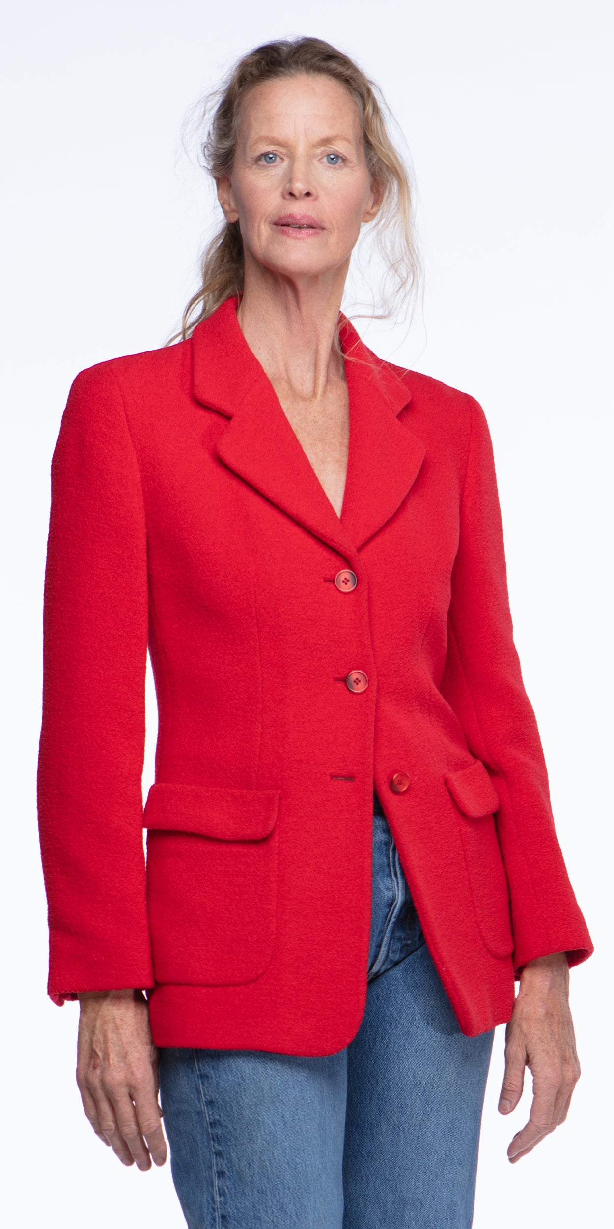 Giorgio Armani tomato bouclé blazer