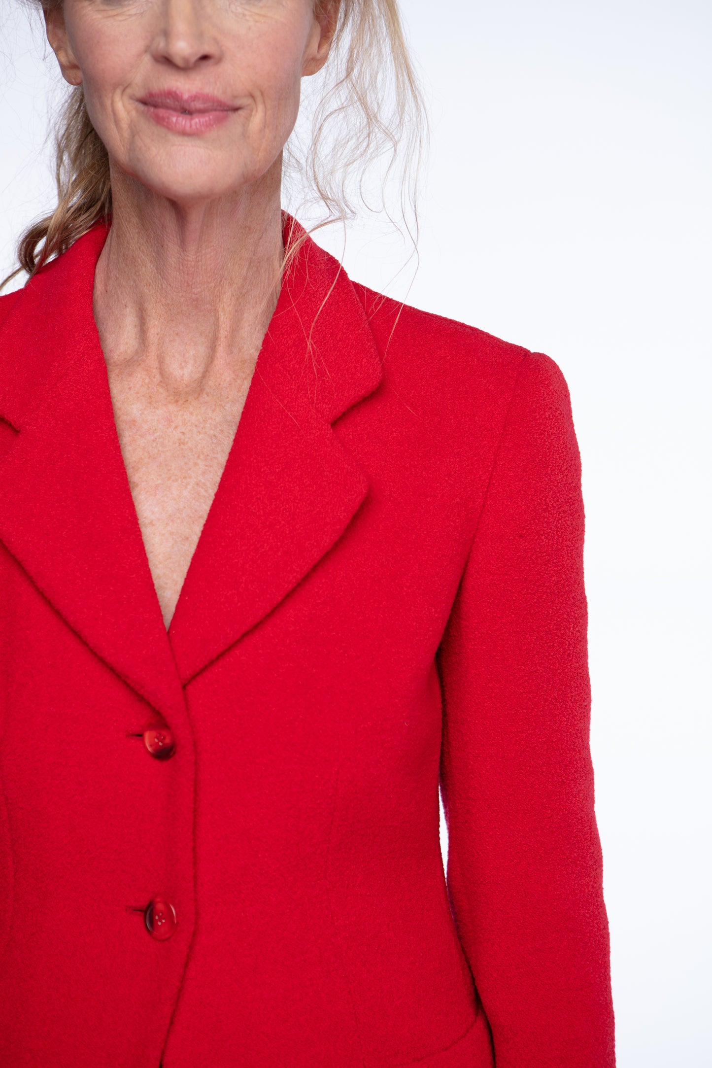 Giorgio Armani tomato bouclé blazer