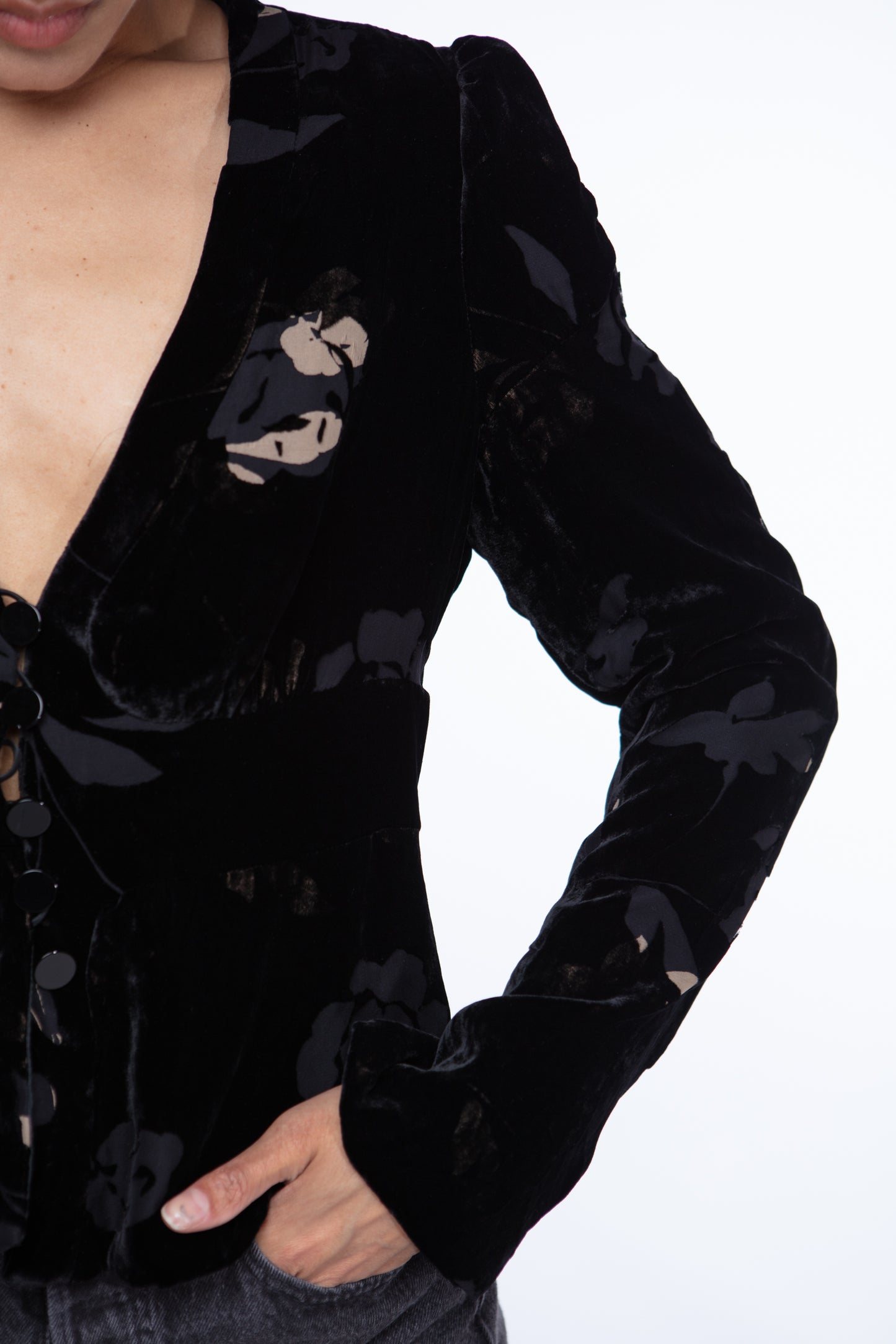 Armani Collezioni silk blend velvet blouse